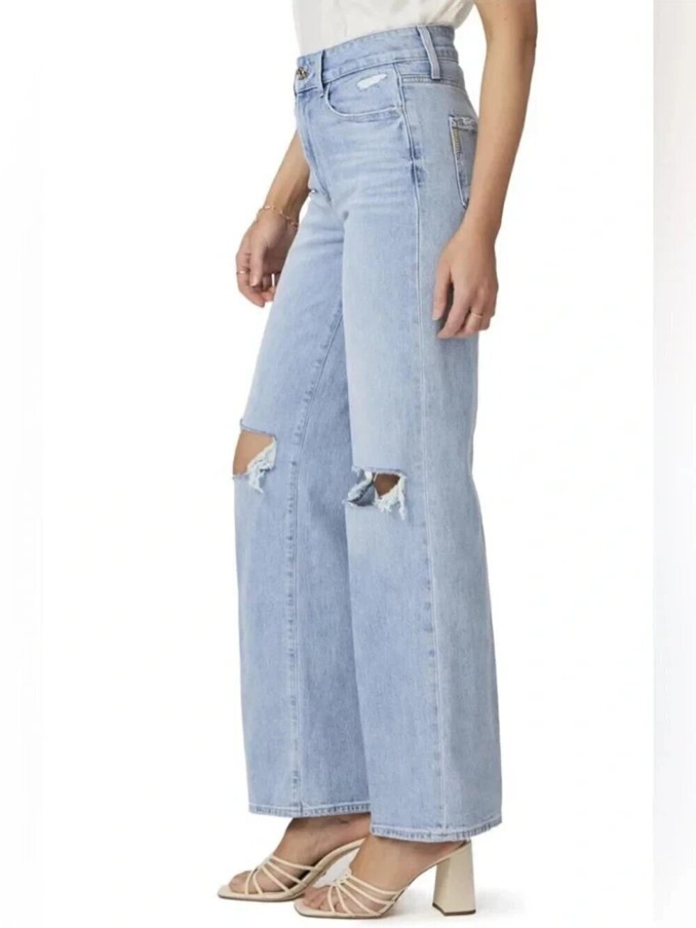 PAIGE SASHA HIGH WAIST WIDE LEG JEANS - MAEVE DESTRUCTED - Picture 2 of 16